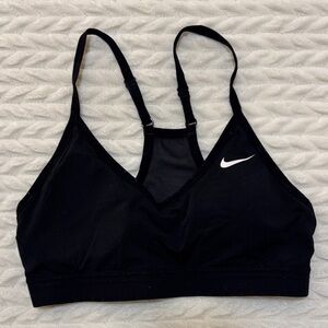 Nike Women's Black Sports Bra with White Swoosh